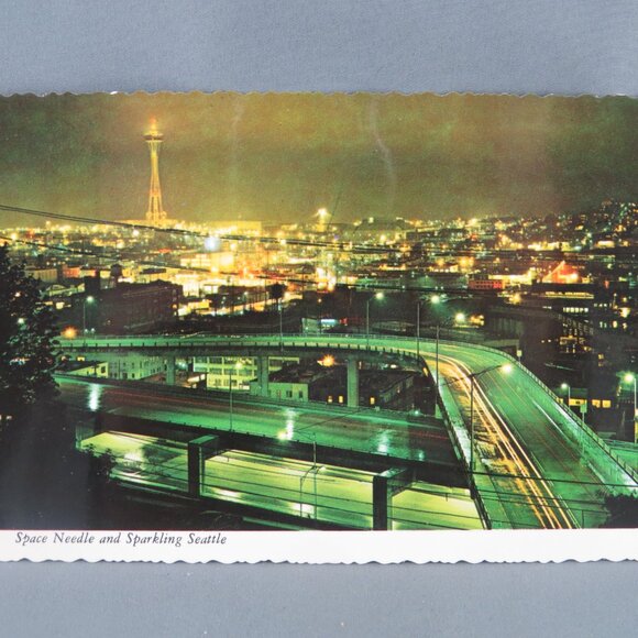 Share Vintage Postcard - Seattle At Night Skyline Photo - Smith Western - Picture 4 of 4